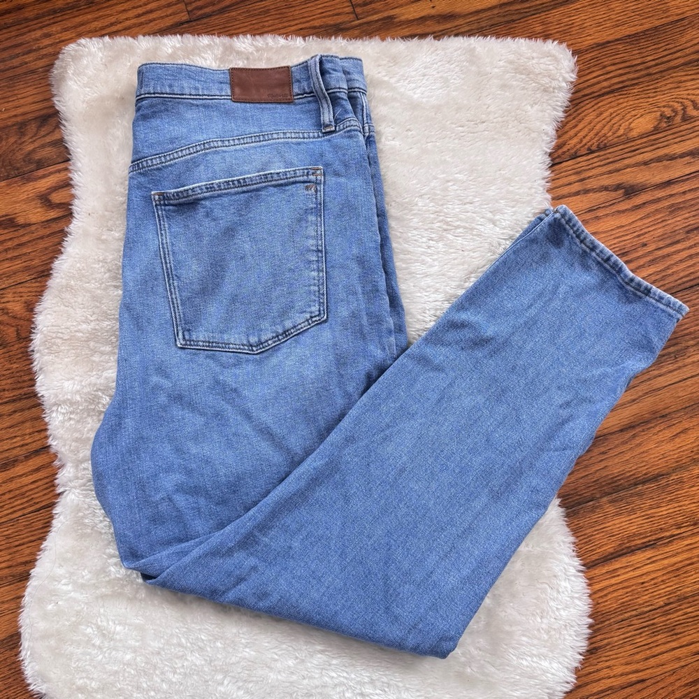 Madewell High Rise Slim Boyjean Blue Wash Distressed Jeans  Sz 32